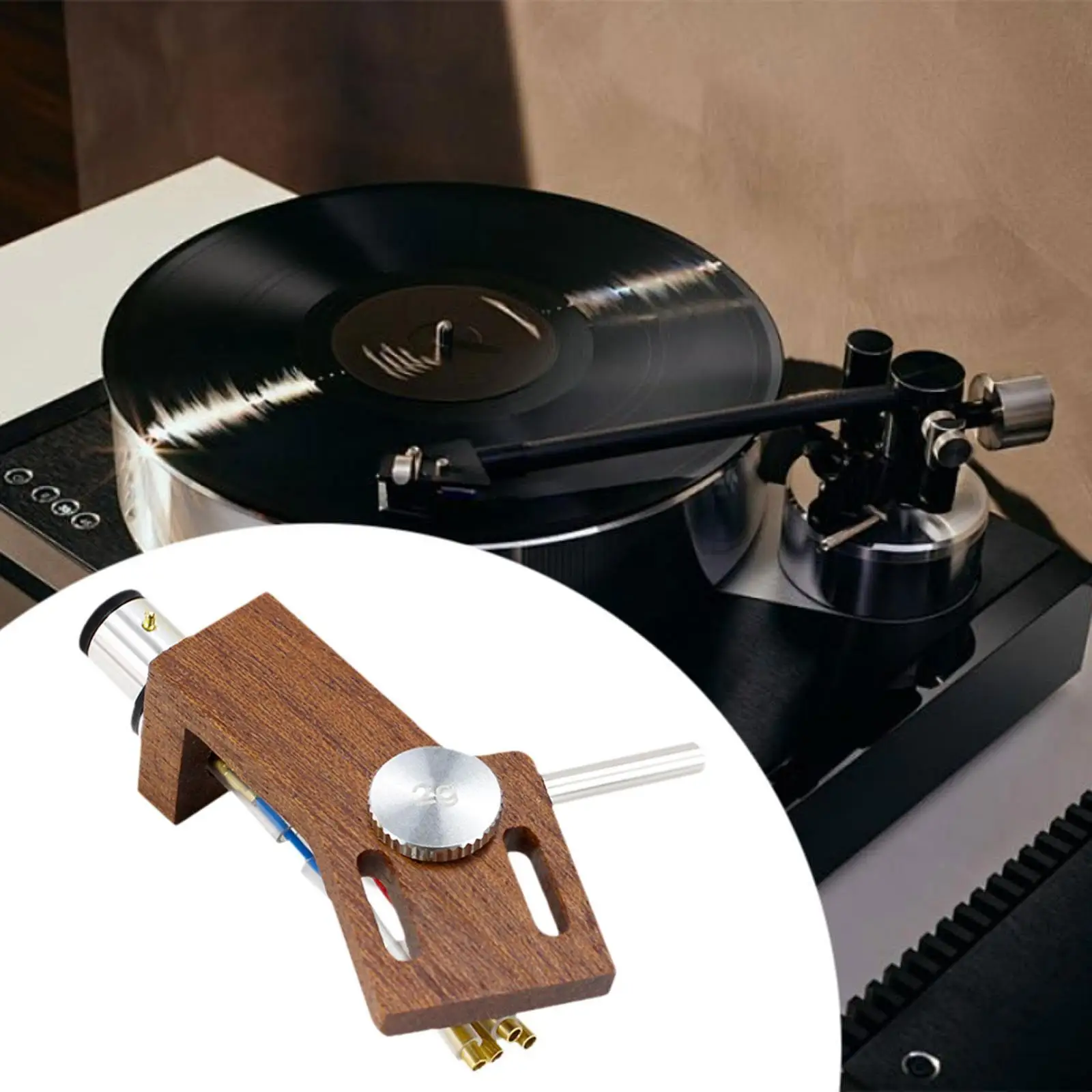 Turntable Headshell Aluminium Alloy Hardware with Counterweight Record Player Pointer Stand Vinyl Phono Stand Easy to Install