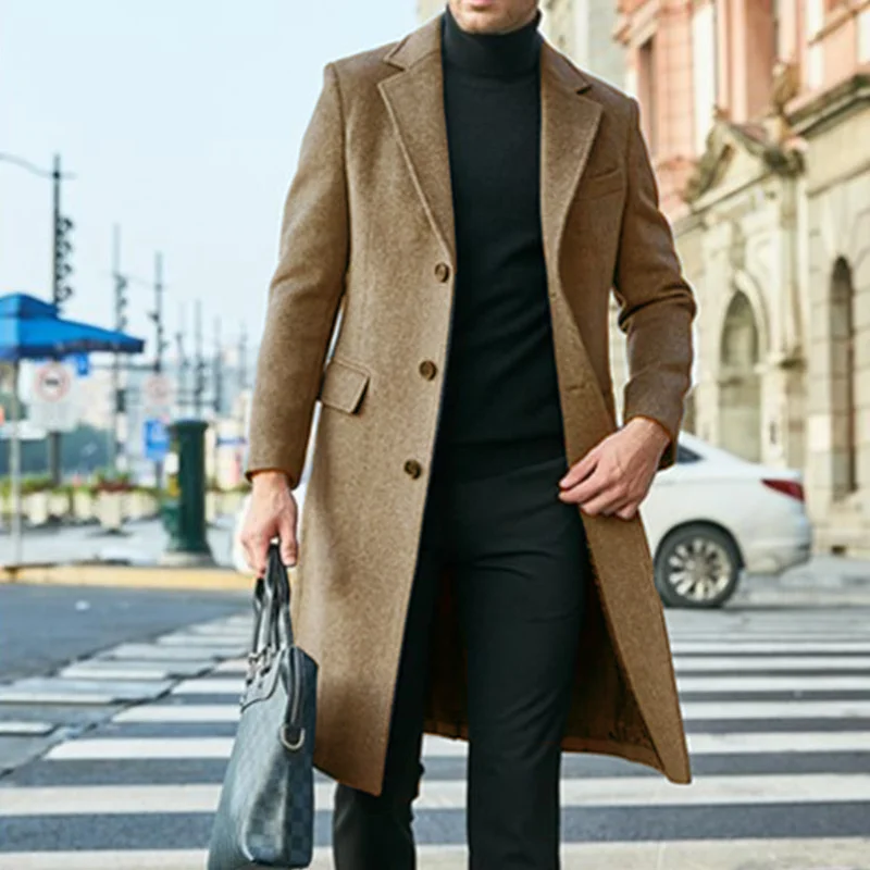 Fall and Winter Long Business Casual Warm Tweed Coat