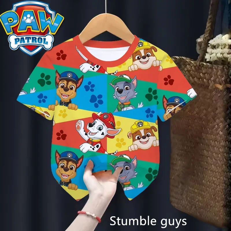 طفل تي شيرت للبنين بنات أطفال قمصان طفل قصير الأكمام باو باترول تي شيرت مطبوع طفل ثلاثية الأبعاد الكرتون سونيك المحملة القمم الملابس