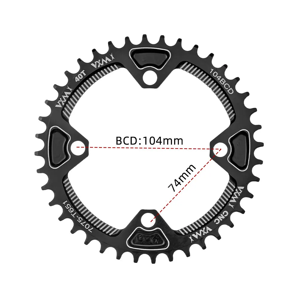 VXM 104BCD Thinckening With Bolts Round Narrow Wide Chainring MTB Mountain Bike Bicycle 40T 42T Crankset Single Tooth Plate Part