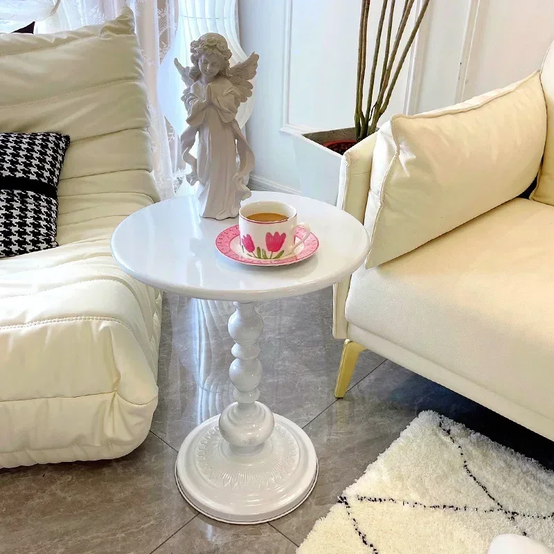 

LRound Coffee Table American Style Vintage Table For Living Room Bedroom Sofa Bedside Iron Bedside Small Table Desk Balcony Dec
