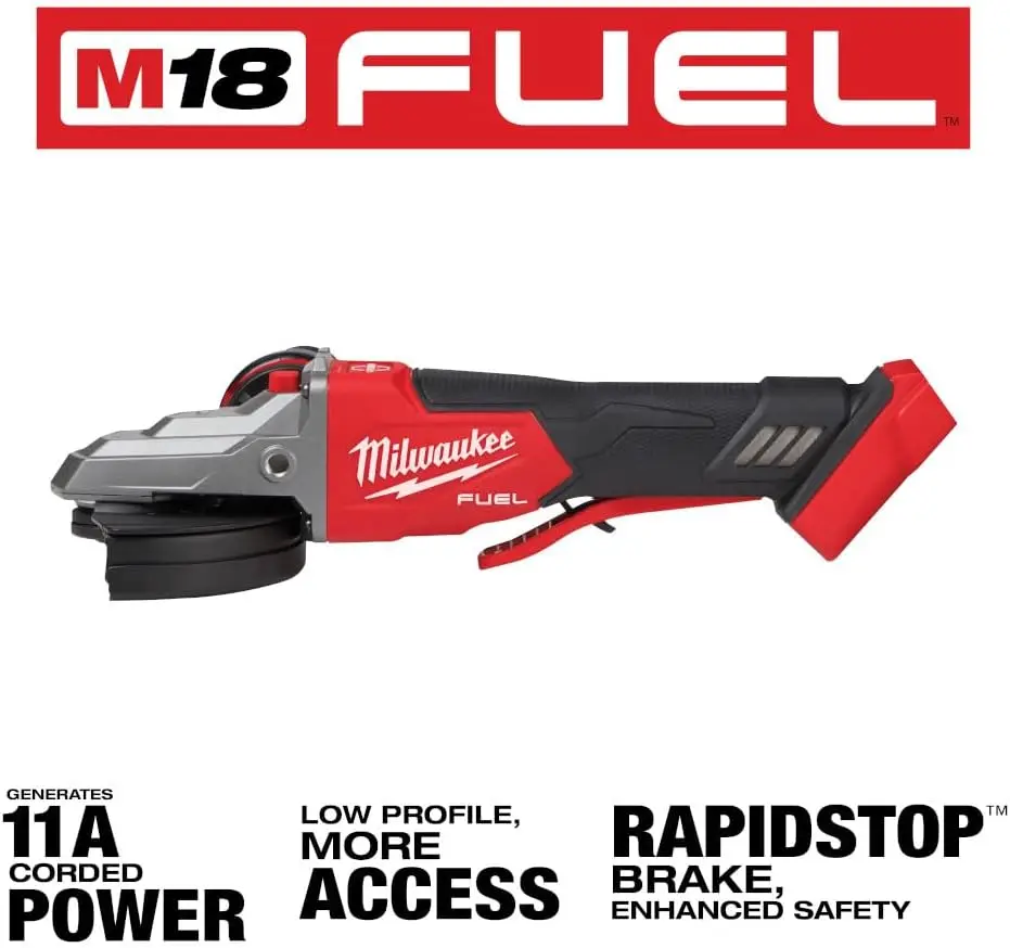 Milwaukee M18 FUEL 18-Volt Lithium-Ion Brushless Cordless 5 in. Flathead Braking Grinder with Paddle Switch No-Lock (Tool-Only)