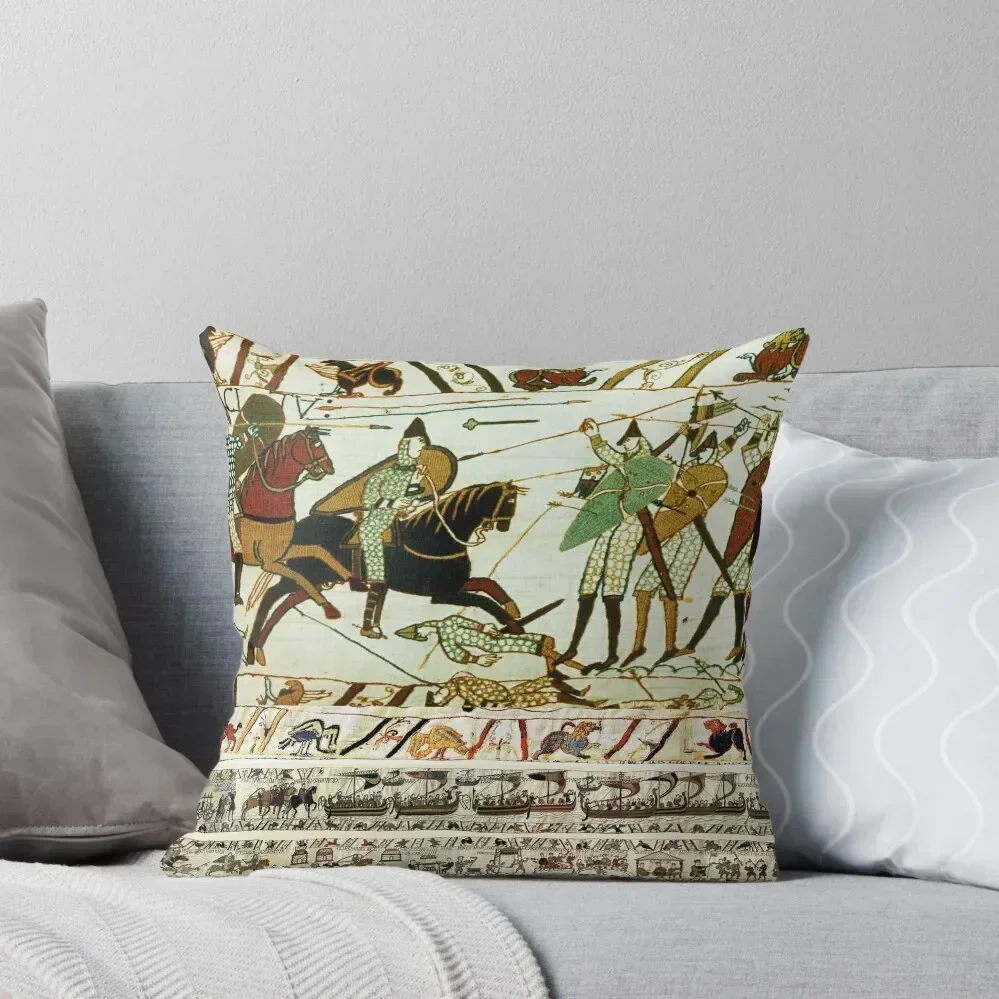 THE BAYEUX TAPESTRY ,BATTLE OF HASTINGS ,NORMAN KNIGHTS HORSEBACK Throw Pillow Decorative Sofa Cushions Throw Pillow pillow