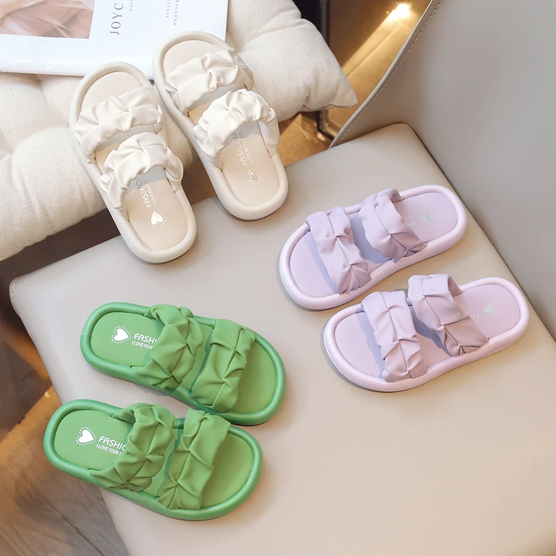 Girls Princess Sweet Slippers Kids Half Sandals Outdoor Childrens Summer Soft Soled Classic Children Slipper