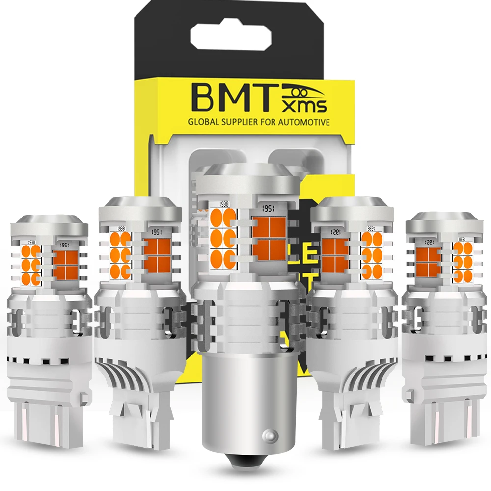 BMTxms 2X 1156 BA15S P21W LED Bez Hiper Błysku PY21W BAU15S T20 7440 W21W wy21w T25 3157 P27 Żarówka LED Samochodowa Kierunkowskaz Bursztynowy — zdjęcie 2