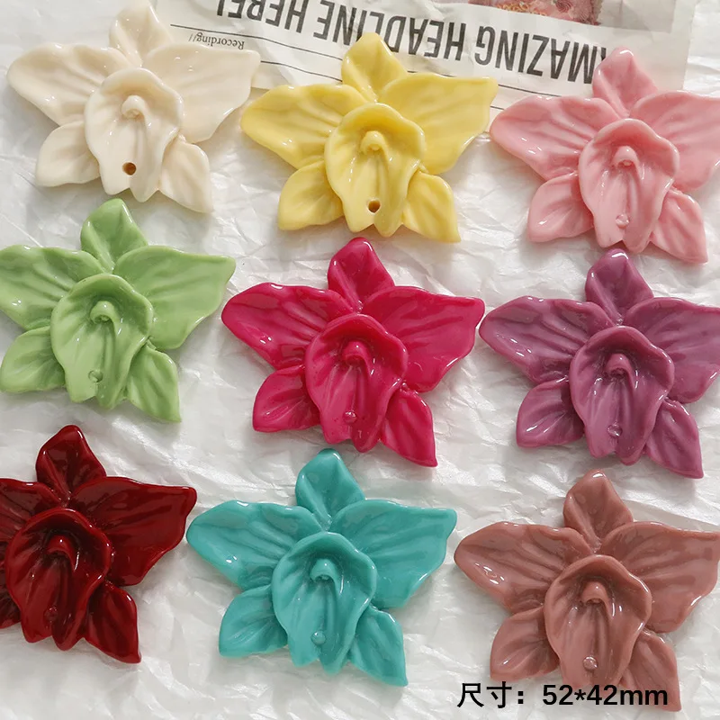 52*42mm 40pcs Resin Acrylic Plastic Flower Jewelry Charms Beads Ornament Accessories Necklace Earring Bracelet Floral Pendants