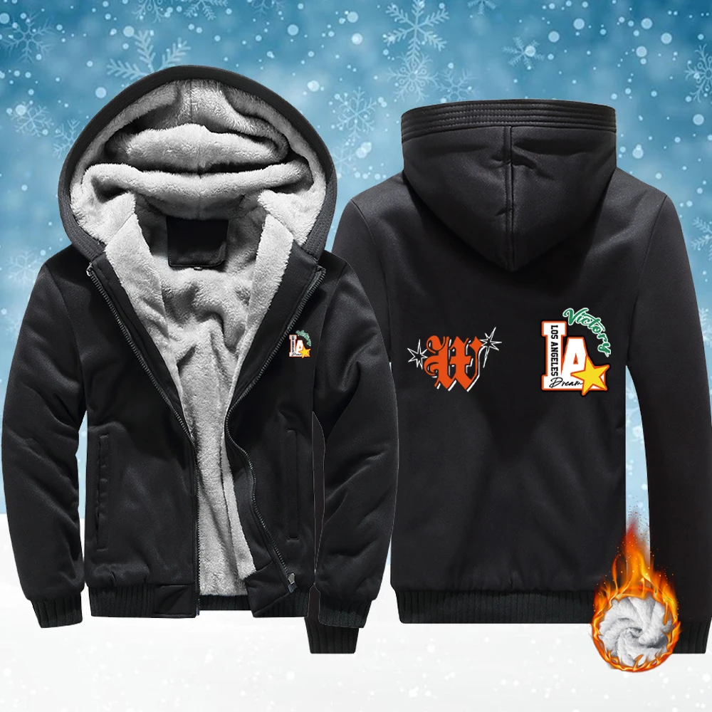 

Креативный трикотаж с буквенным принтом, большие флисовые мягкие куртки, теплая удобная уличная одежда, зимняя утепленная толстовка с карманом на молнии