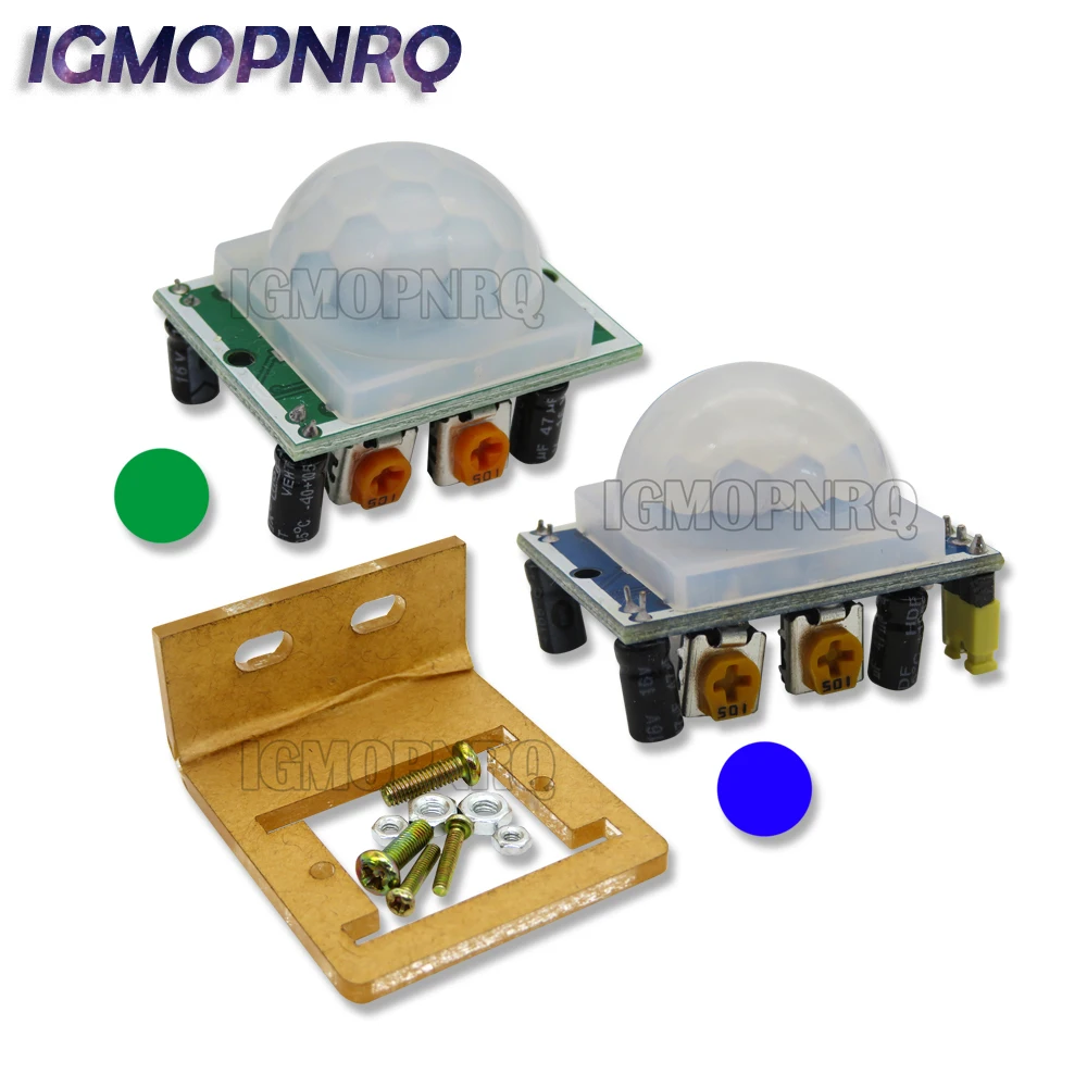 Blue Green HC-SR501 Adjustable Infrared IR Thermoelectric Infrared PIR Module Motion Sensor Detector Module Bracket new