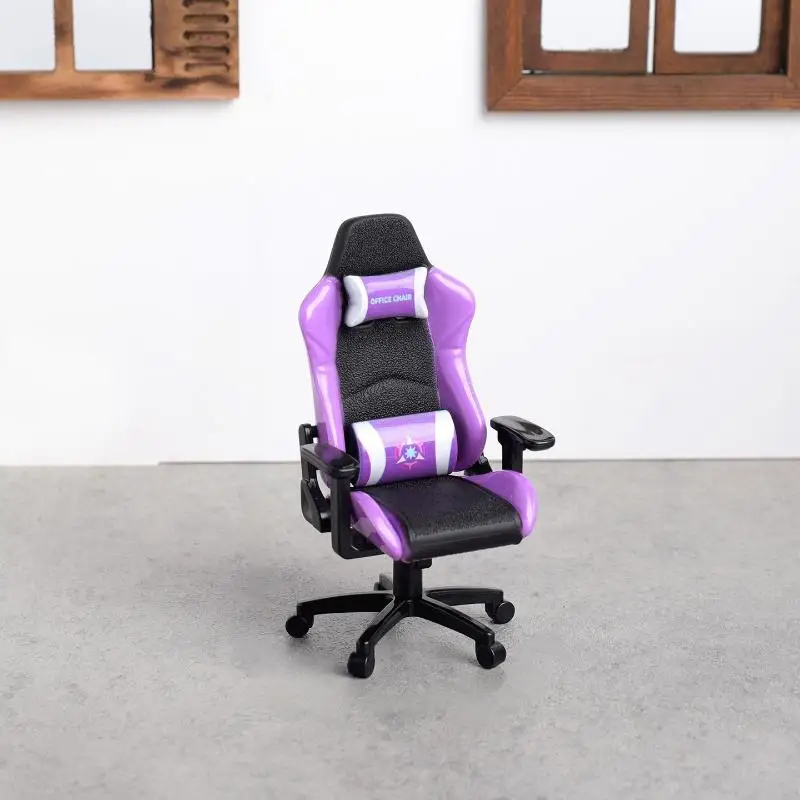 Mini Gaming Chair Model Rotatable Dollhouse Armchair Creative Ornament Miniature Furniture for Desktop Decor Hobby Gift
