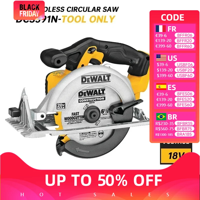 DEWALT DCS391 Cordless Circular Saw Bare Tool Multifunctional Cutting Machine For Woodworking Electric Saw Power Tool DCS391N