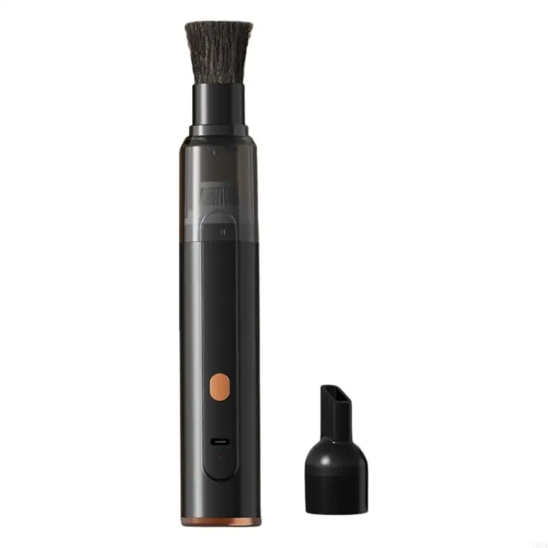 Black Cordless Dust Buster Vacuum Cleaner- Cordless Mini Dust Cleaner with Soft Brush Attachment, USB Rechargeable Desktop and Keyboard Cleaning Tool
