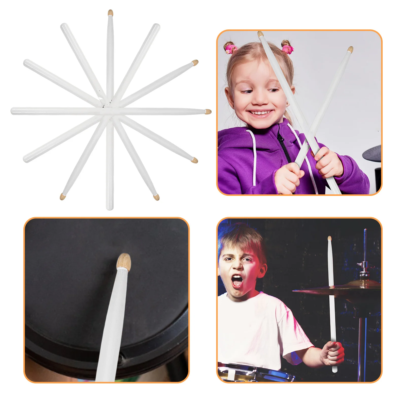 

3 Pairs Wooden Drum Sticks Hickory Durable For Stage Performance Practice Cafe Concert Snare Jazz Drums Percussion Instrument