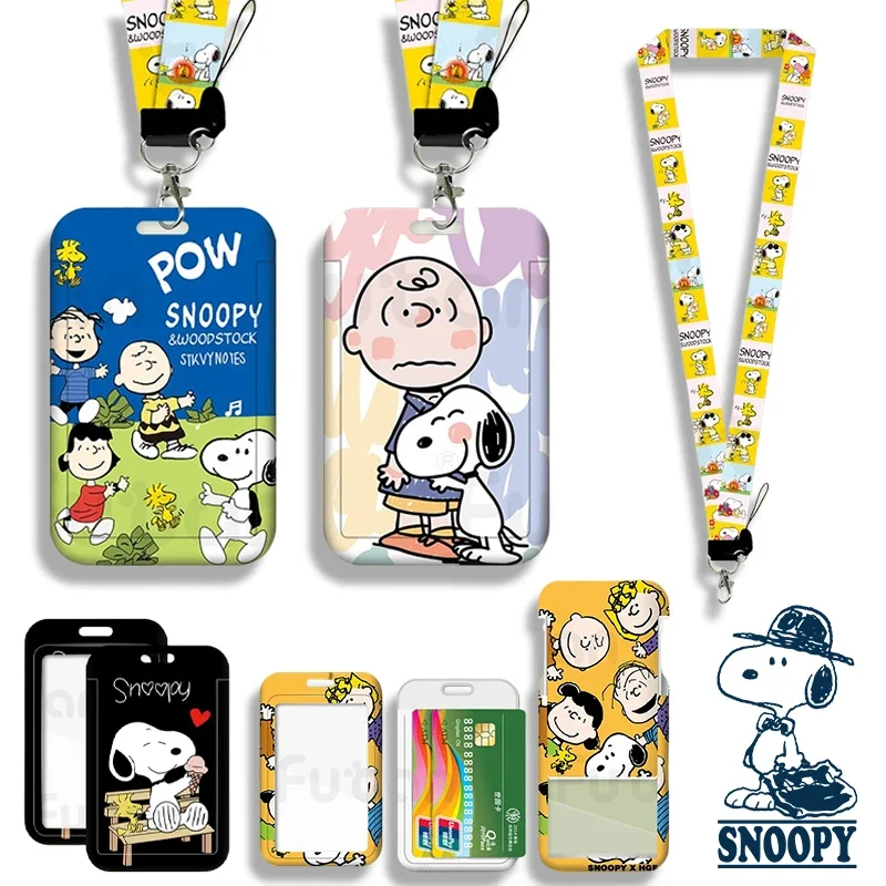 Snoopy Card Cases Hanging Neck Strap Card Holder Campus Kindergarten Meal Bus Kids ID Card Anime Cover Hold Holiday Cute Gift