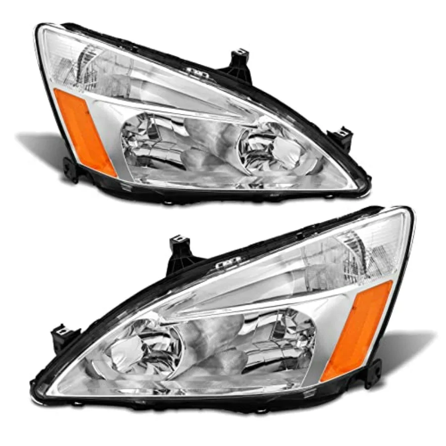 

Комплект фар для Honda Accord 2003-2007, левая и правая, с прозрачными линзами, хромированным корпусом и янтарным отражателем, замена для 20-й модели