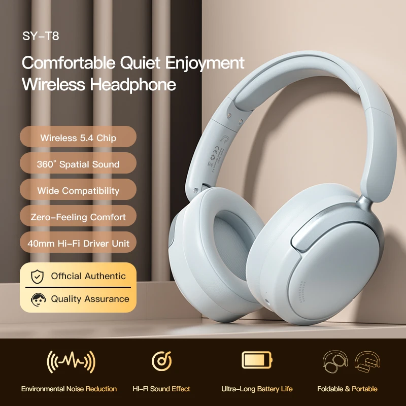 Sony 2026 Original SY-T8 Wireless Headphones Bluetooth 5.4 20h Long Battery Life Noise Reduction Gaming Headset With Mic