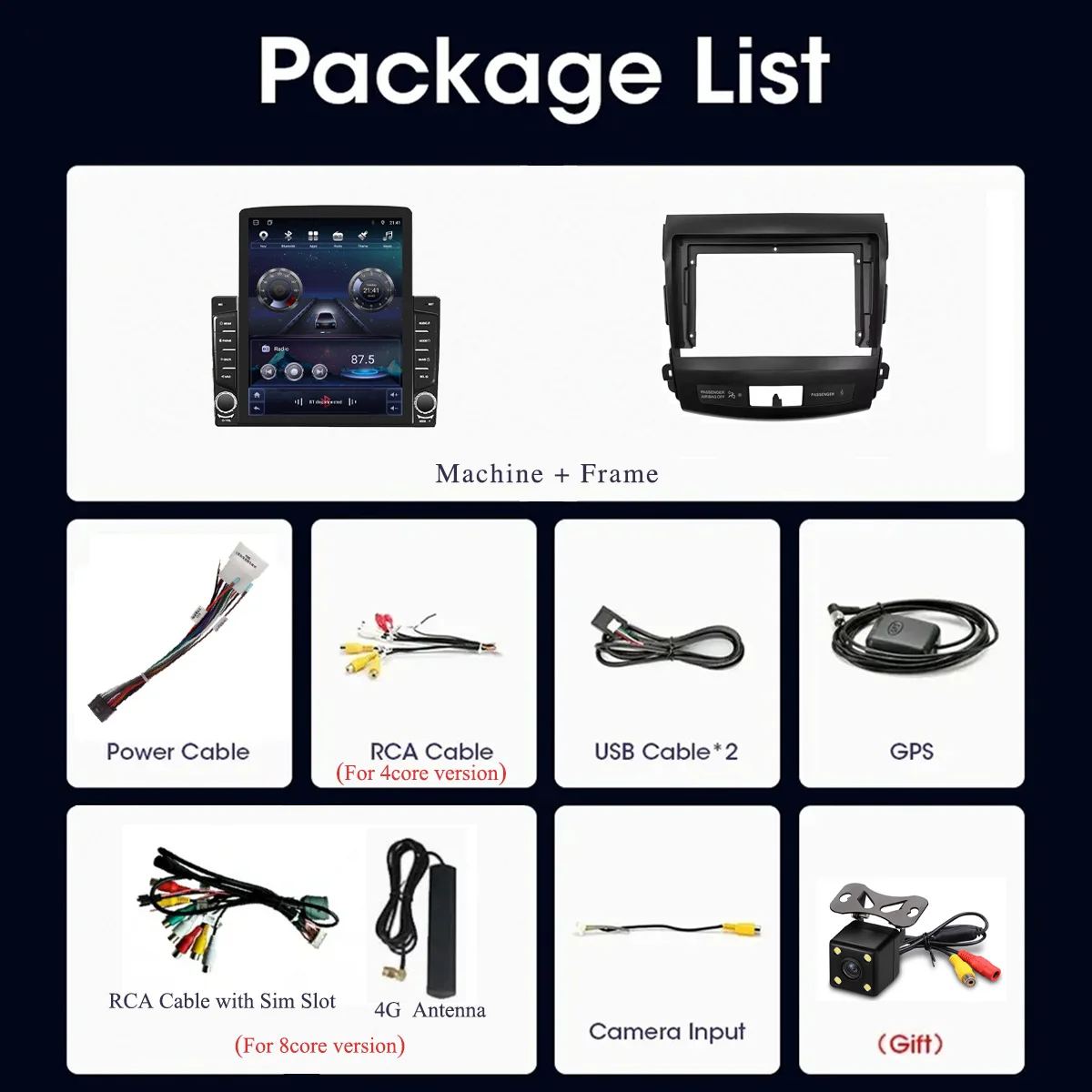 2Din Android 14.0 Car Radio Stereo For Mitsubishi Outlander 2005 - 2013 Auto GPS Navi Audio Video DVD Player Head Unit 4G Lte BT