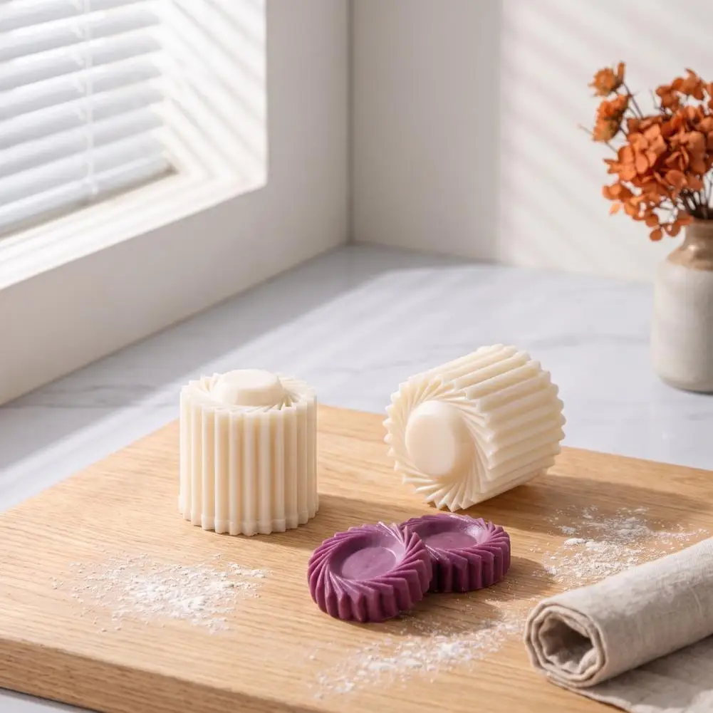 Homemade Dessert Molds Mooncake Press Mold 12pcs Double Ended Mooncake Mold Set Scalloped Edge Pastry Stamp Floral for Diy