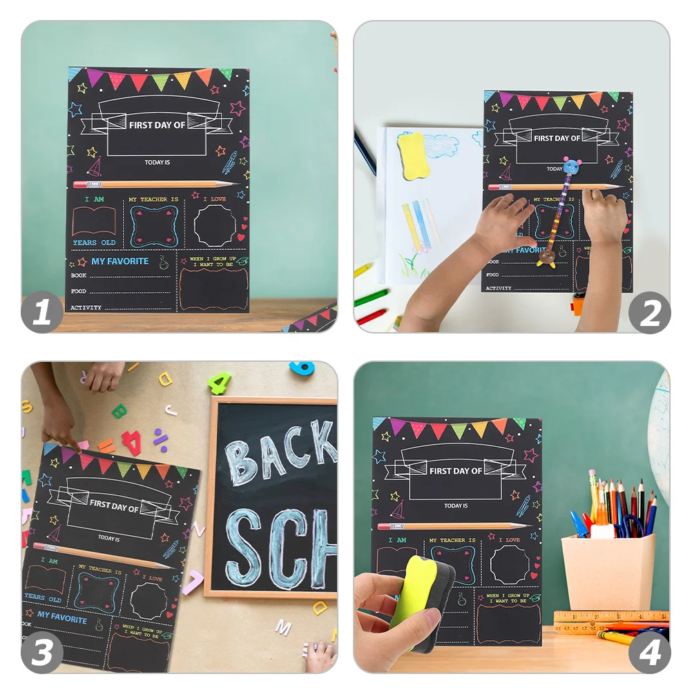 

First Day Chalk Board Creative Reusable Wooden Chalkboard Pendant for Kids School Photo Prop Adorable Classroom Decoration
