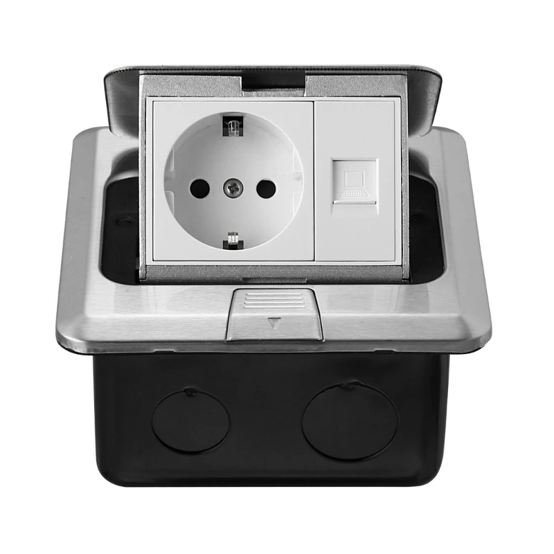 Floor Pop-Up Outlet Electrical Floor Box Hiddens Pop-Up Outlet Table Connection Box Desktop Socket for Conference Room