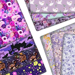 50*145cm Patchwork viola fiore primaverile poliestere cotone/puro cotone raso tessuto tessuto cucito Quilting tessuti ricamo