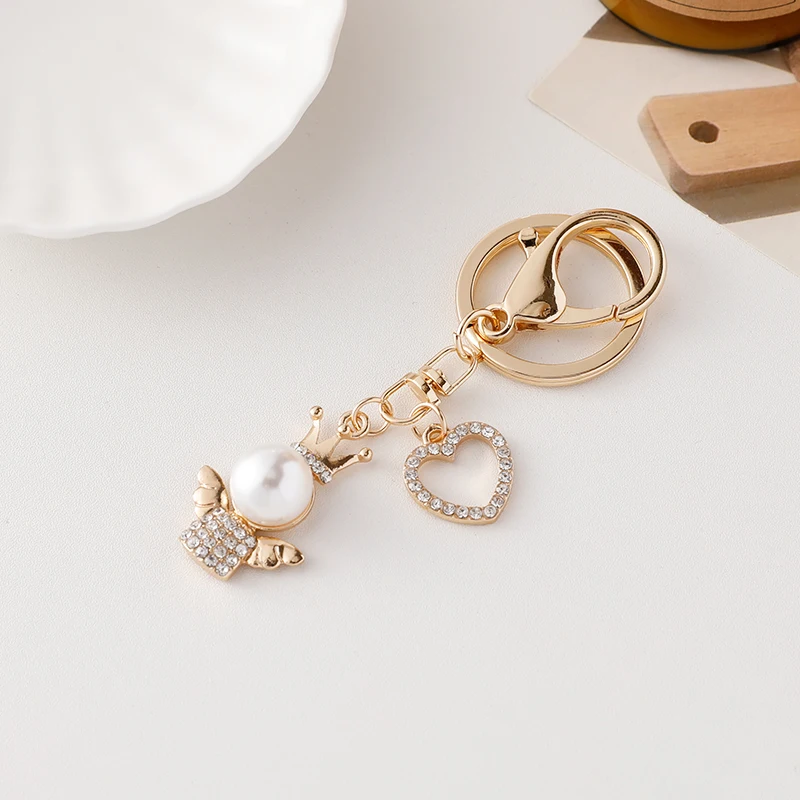 Cute Angel Pearl Alloy Keychain Girl's Bag Jewelry image 3
