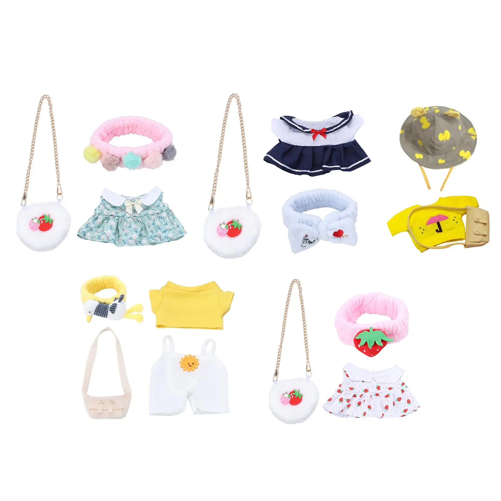 Plush Doll Clothings Pretend Play Toy Hat Casual Set for 25-30cm Plush Dolls