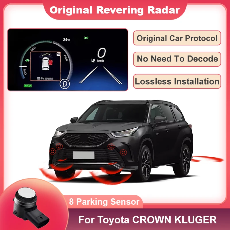 Car Parking Sensor Reverse Backup Radar Beep Show Distance on Display Sensor Video System For Toyota CROWN KLUGER 2021 to 2024