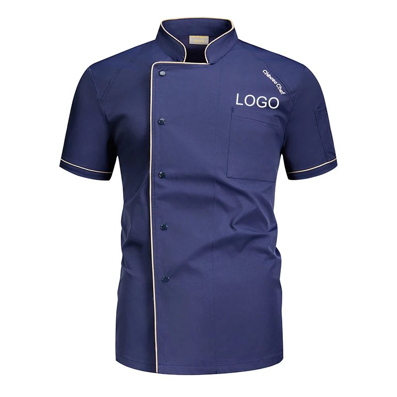 Custom Summer Chef's Coat for Unisex Short Sleeve Kitchen Shirt Restaurant Bakery Workwear Tops Cooking Uniform Design Logo Name