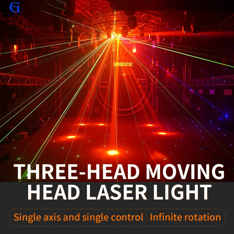 Three Head 18x10W RGBW Moving Head Light Professional Stage Rotating Laser Light KTV Beam Projector for DJ Party Laser Lights