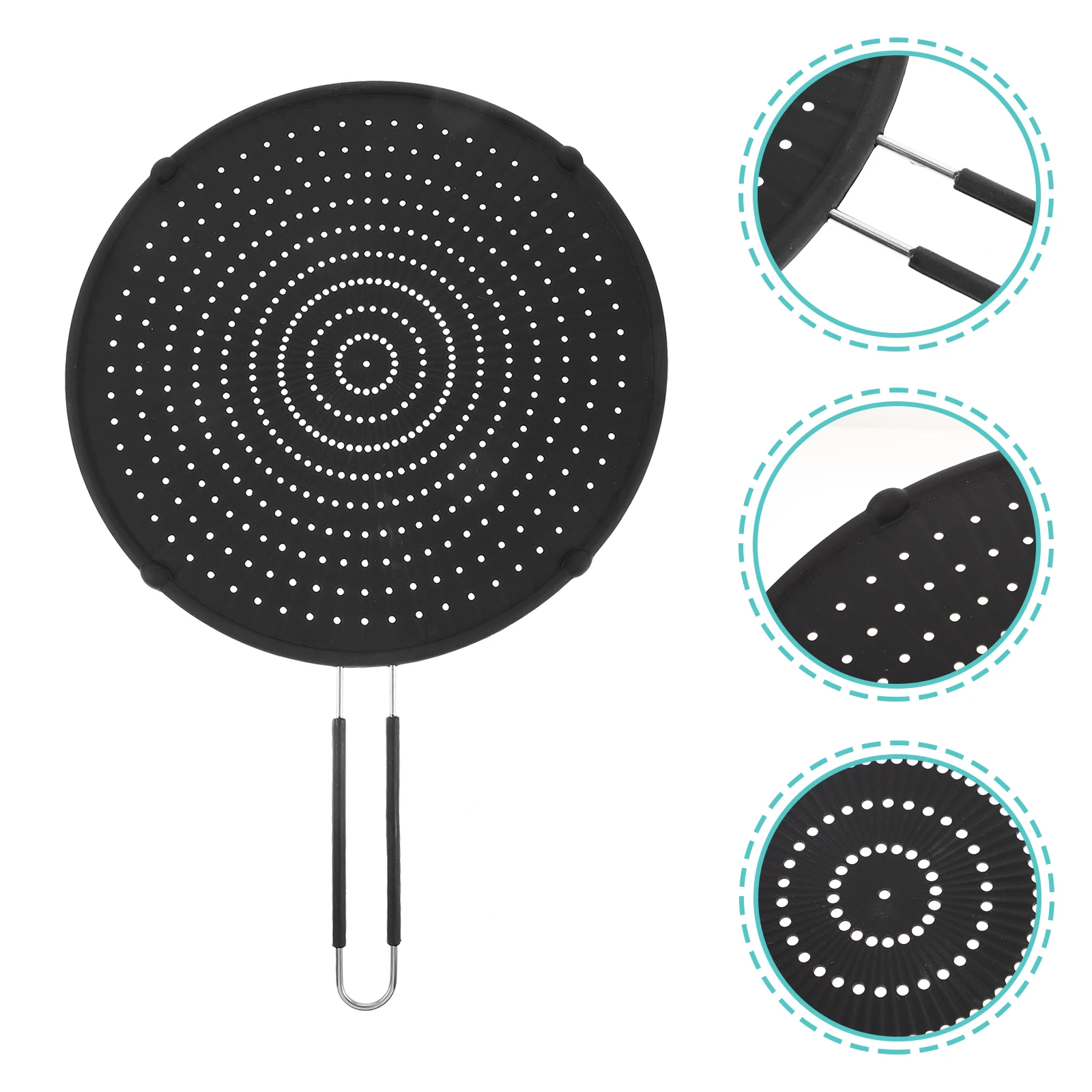 

1pc Eco-Friendly Anti-Splash Filter Strainer Frying Pan Guard Hygienic Mesh Cover Long Handle Kitchen Oil Splatter Cover