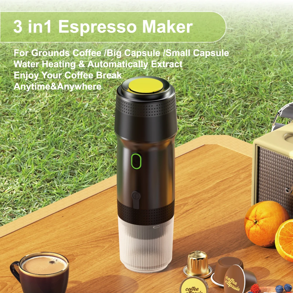 

USB Rechargeable Portable Espresso 2 in 1 Travel Coffee Maker,Compatible Capsules and Ground Coffee Espresso Machine