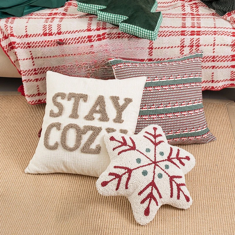 30x50/45X45CM Christmas Embroidery Throw Pillow Cover Pinecone Waist Cushion Cover New Year Decor Home Decorative Pillowcase