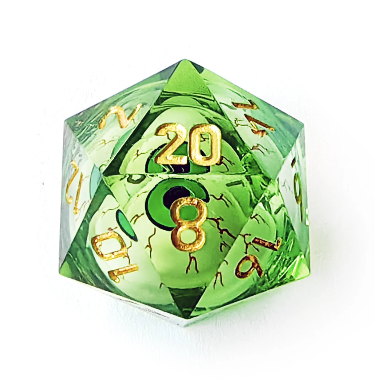 BESCON Sharp Edged Liquid Core Rolling Eyeball Dice - Razor Edge Polyhedral Dice with Rolling Eyeball Inside