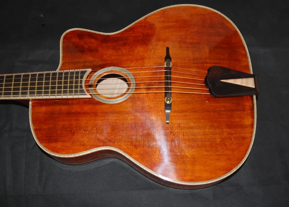 Yunzhi High Quality Handmade Jazz Guitar Antique Color, Customizable Maple Jazz Acoustic Electric Guitar