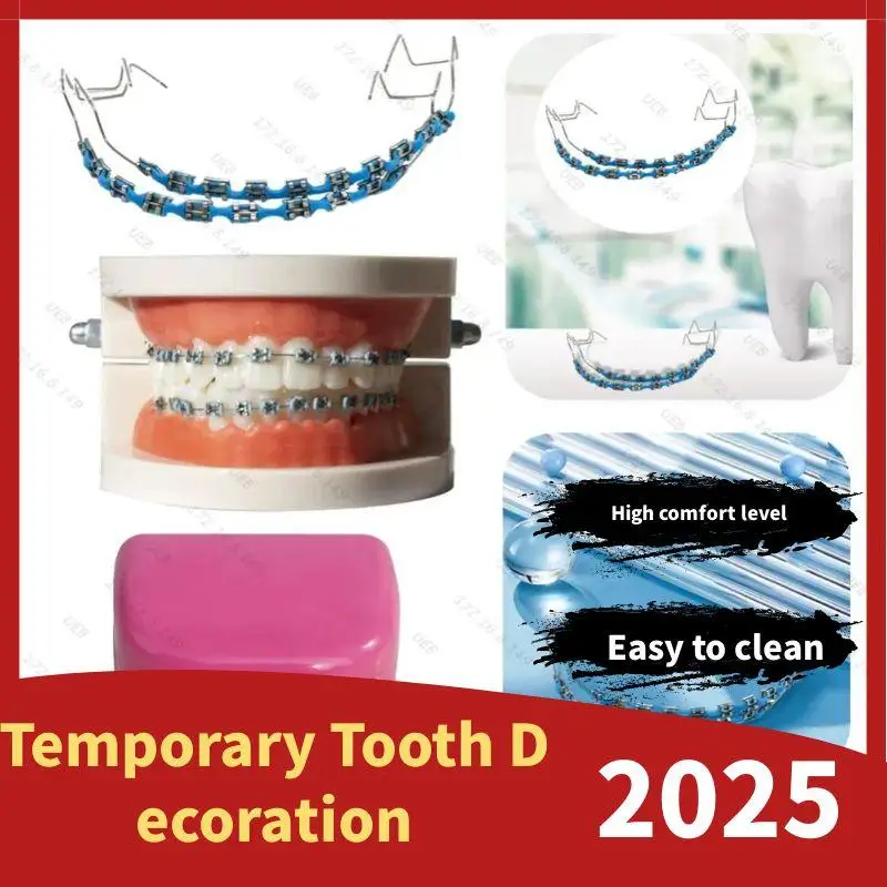 

Temporary Tooth Decoration Dental Fake Braces with Metal Wires & Bracket Dental Metal Bracket Dental Tool for Tooth Decor Studen