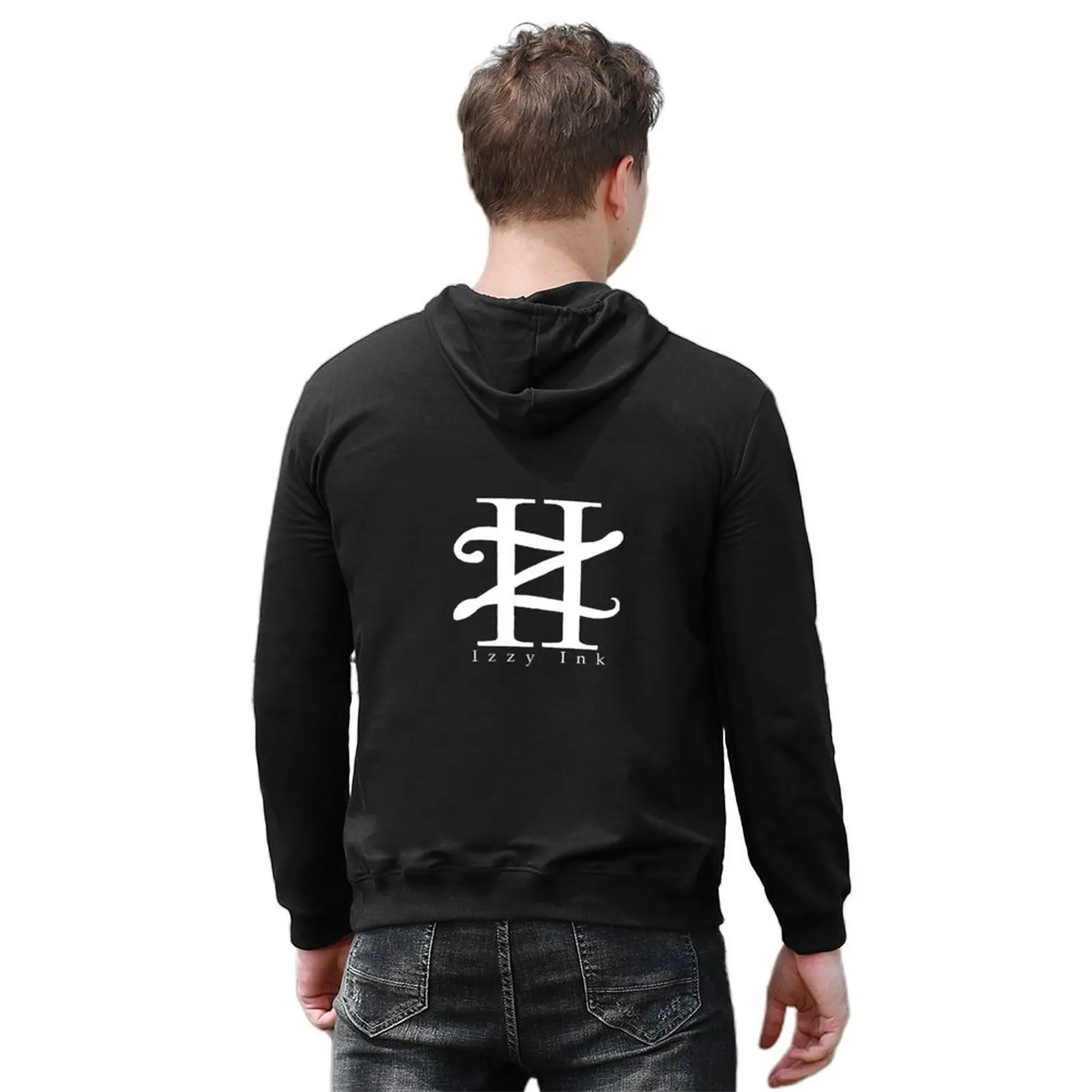 Izzy Ink in White Hoodie الرجال ارتداء ملابس رجالي سترة الخريف الرجال أزياء الرجال الرجال هوديي البلوز