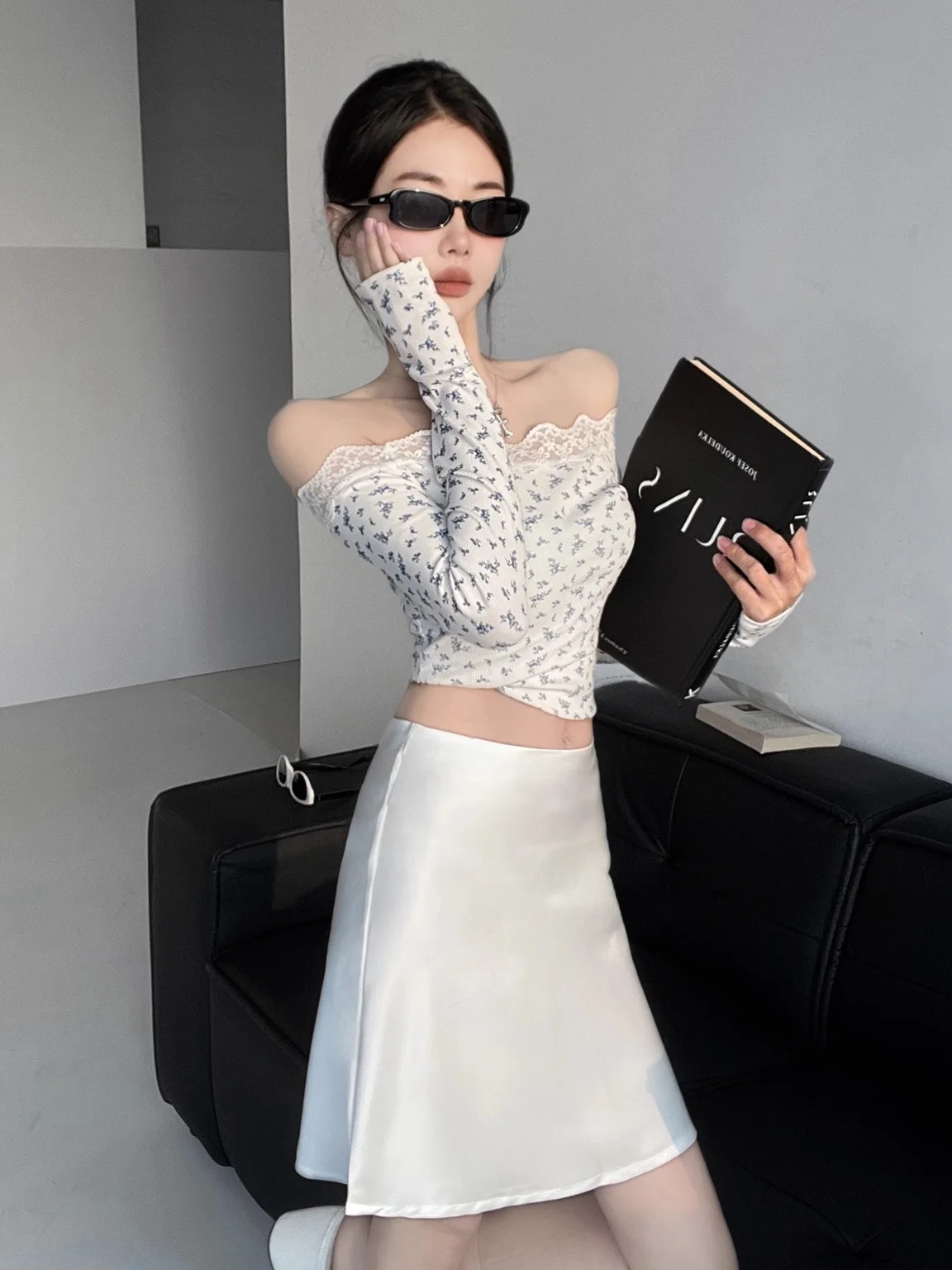 Ele Satin ort Skirt Asymmetrical Cut Acidic Fiber Women's Busin Ci Commute Par Travel op Office Fi Tail ...