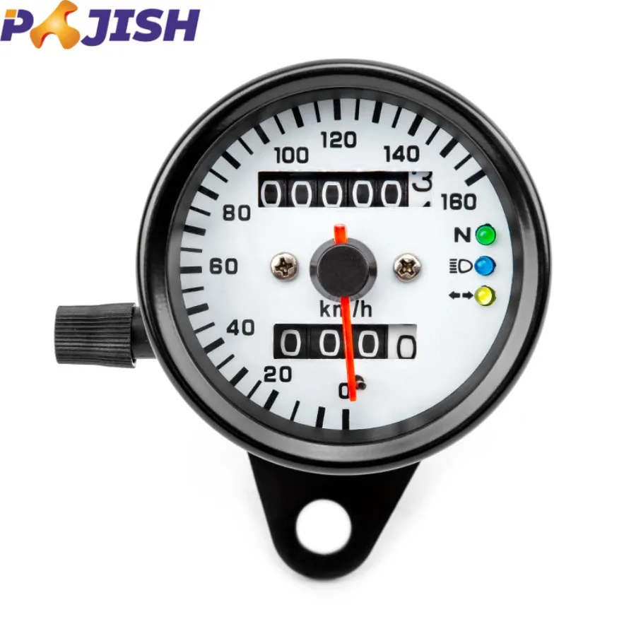 

Black Color White Background Universal Vintage Part Three Light Double Mileage 12V Motorcycle LED Display Speedometer