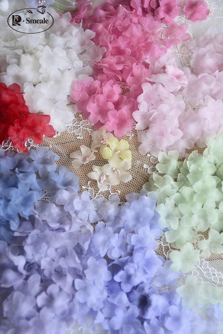 100PCS Multicolor DIY Handmade 3D Organza Flower DIY Wedding Dress Veil Mini Flowers Baby Clothes Making Materials 2.2cm RS4853