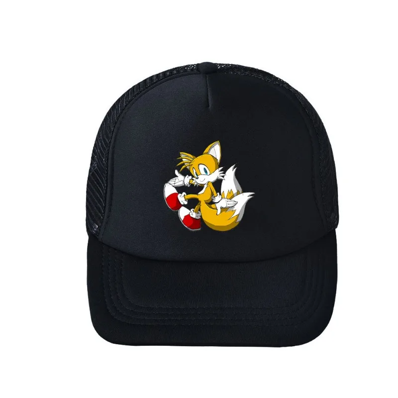 หมวกแก๊ปเบสบอลสีพื้นแบบเรียบง่ายสำหรับฤดูร้อน, หมวกกันแดด Topi jala พวงกุญแจโลหะลายการ์ตูนน่ารักแบบโซนิค