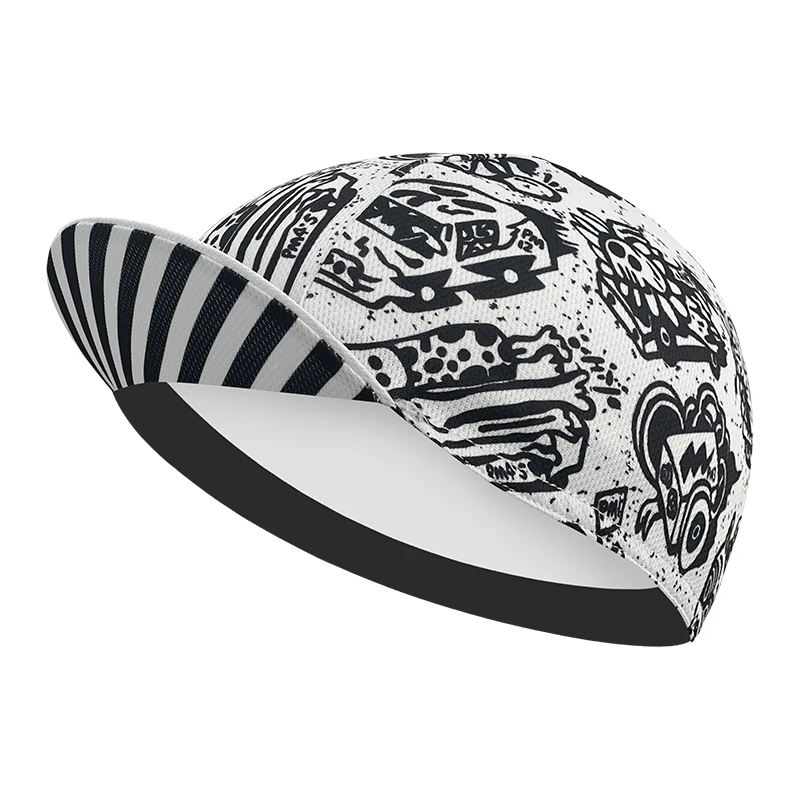 New cycling cap, new, polyester sweat absorber, high-end, stylish, unisex, lines, stick figures