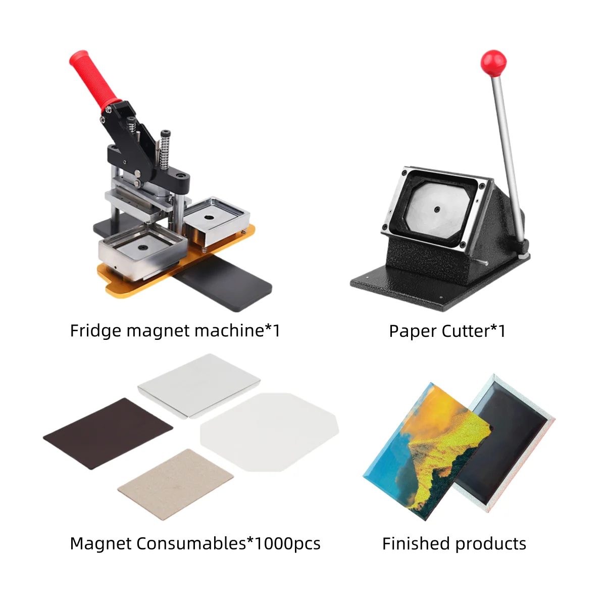 

90*65MM Square Magnet Iron Refrigerator Magnet Making Kit Including Paper Cutter And 1000 Sets Of Refrigerator Magnet Materials