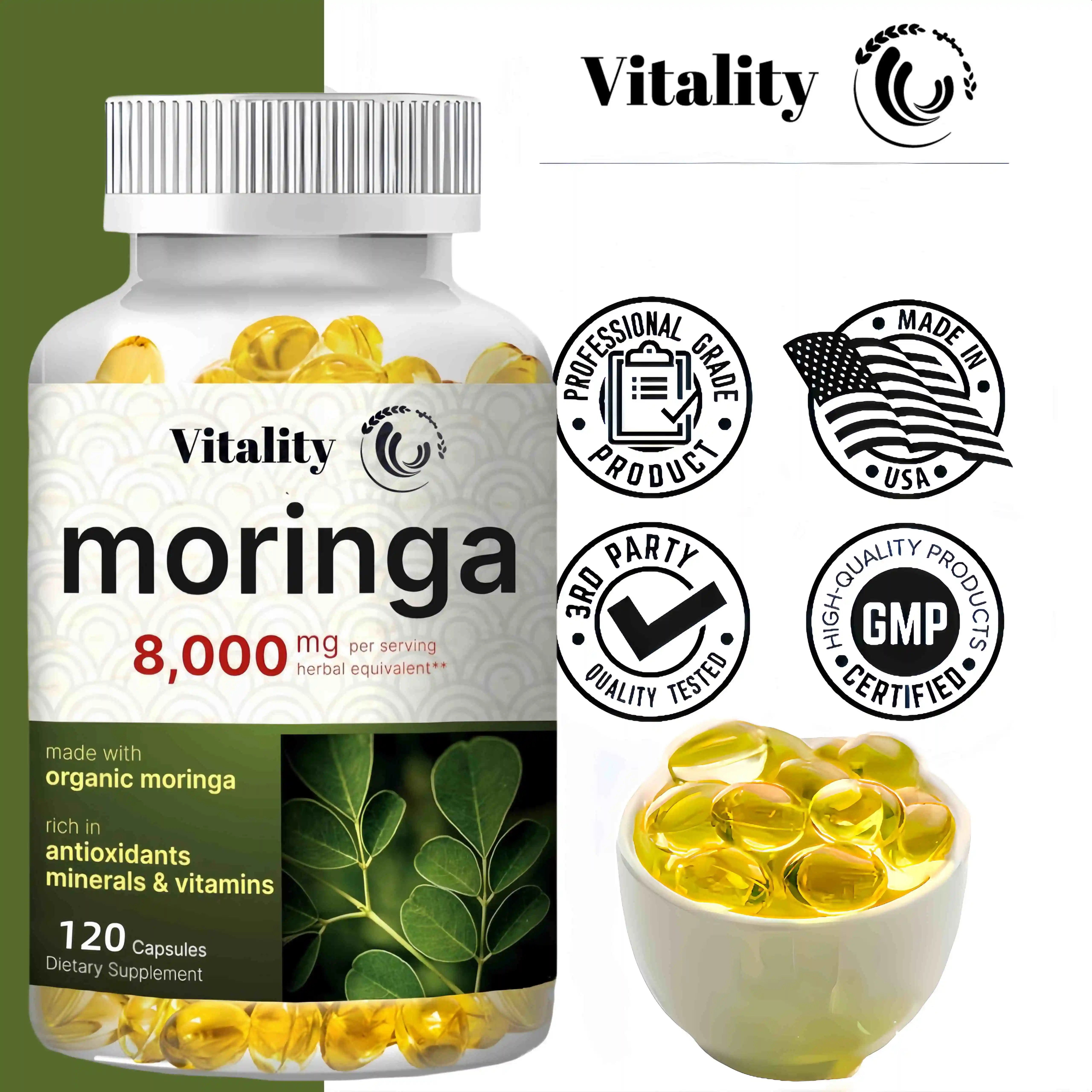 Moringa Capsules - Promote Bone, Joint, Immune Health | Enhance Energy, Endurance, Concentration