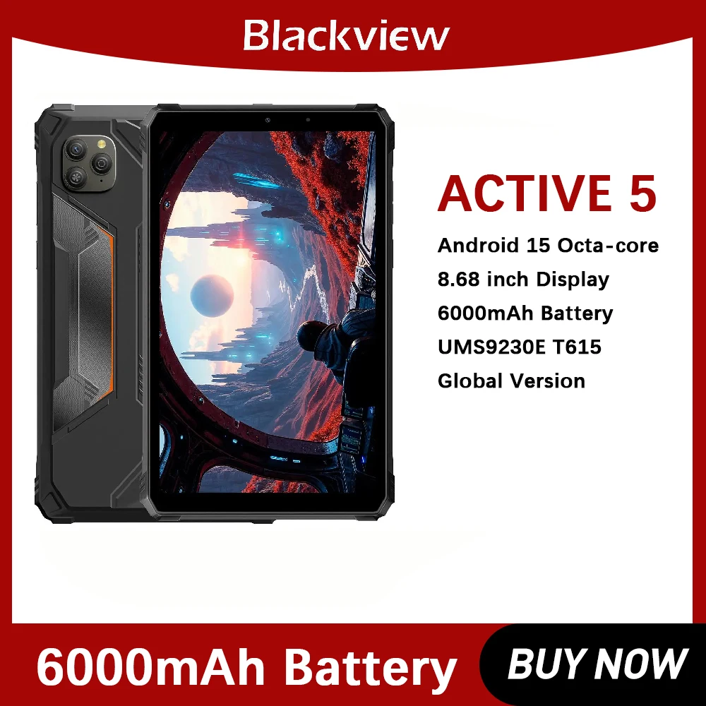�y�Z�[�����zBlackview Rugged Tablet PC Active 5 8.68�C���` Android 15 8GB+128GB Unisoc T615 �I�N�^�R�A AI �~�j�p�b�h �O���[�o���� 4G