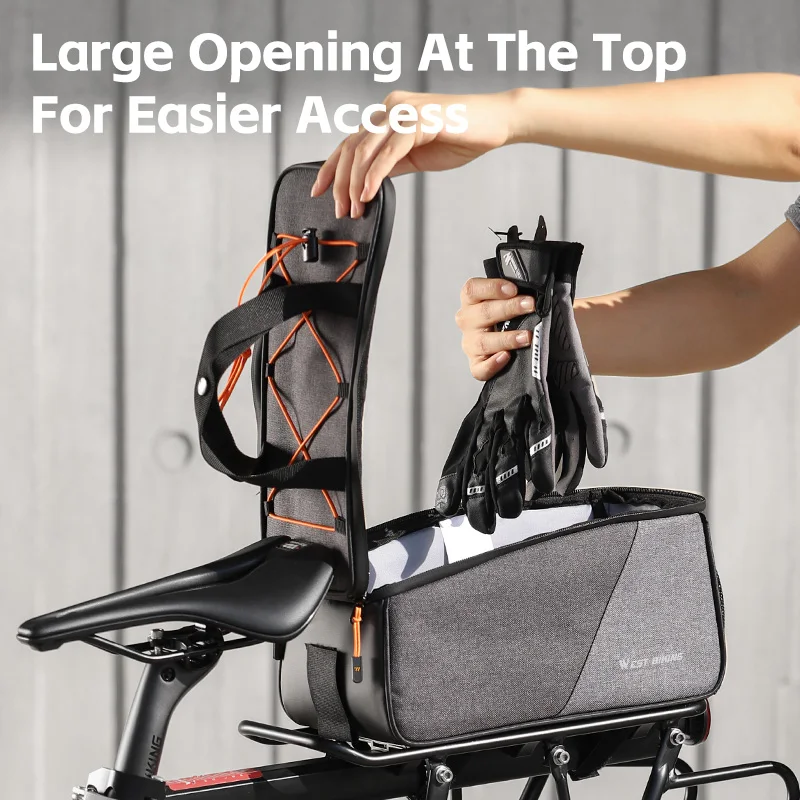 WEST BIKING Bike Rack Bag 6L Large Capacity Bicycle Rear Rack Pannier Elastic Meshpocket Cycling Bag MTB Road Bike Accessories