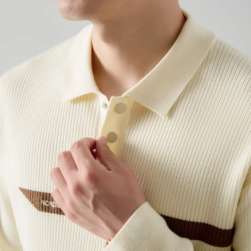 

22% лиоцелловая одежда, мужской осенне-зимний модный лоскутный джемпер, свитер с длинными рукавами, классические вязаные топы с отложным воротником