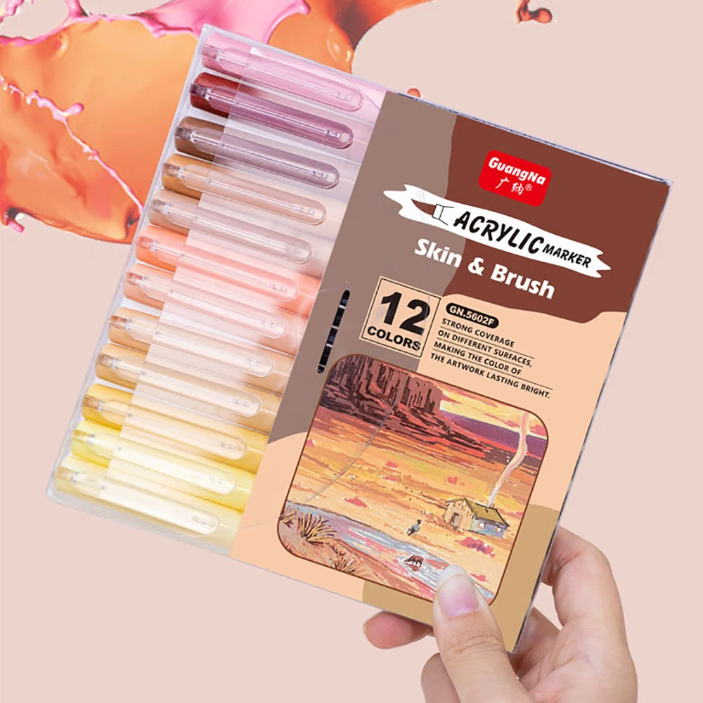 12 Colors Skin Tones Art Markers Acrylic Paint Pens Set for Sketch Portrait Manga Drawing Illustration Sketching Art Supplies