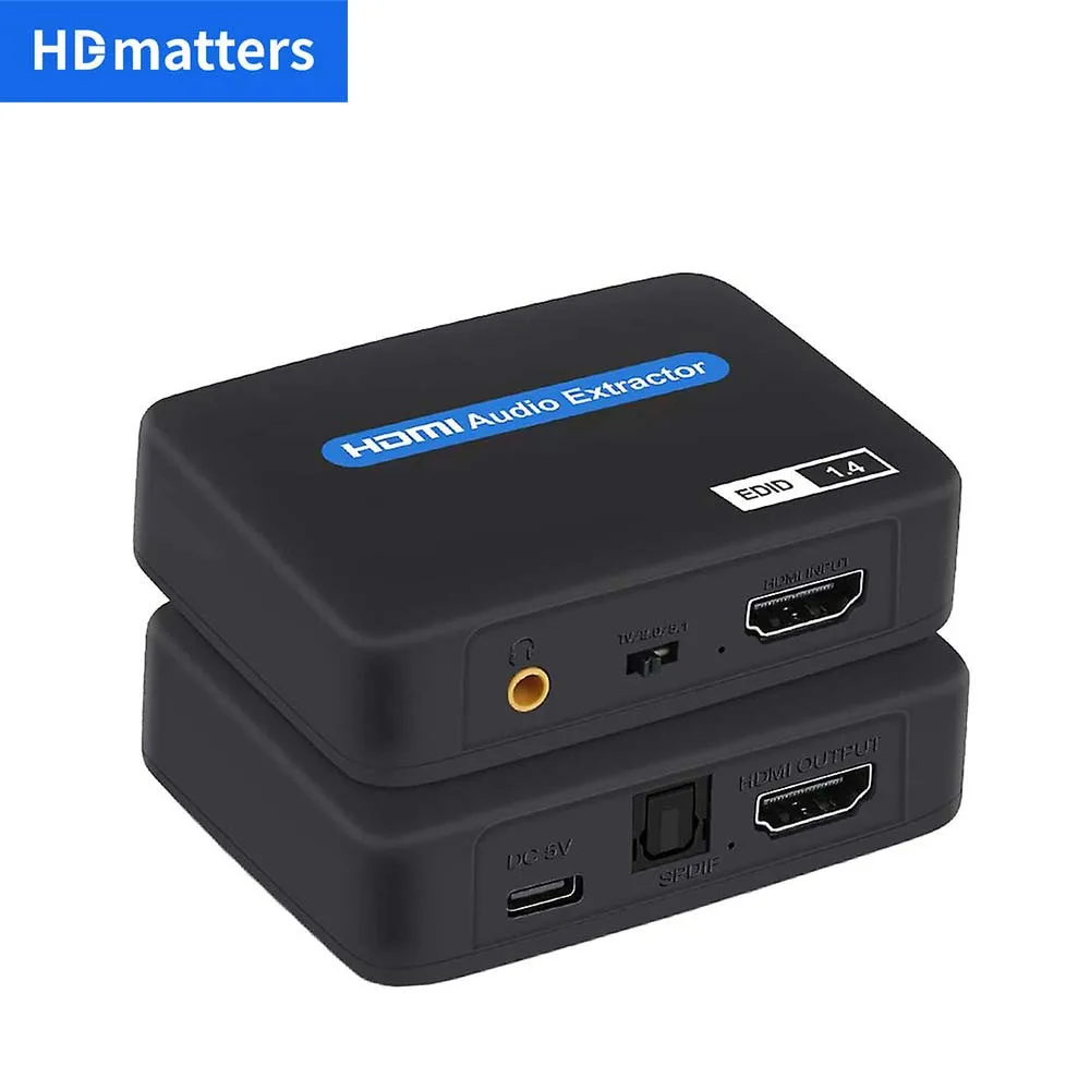 4K HDMI Audio Extractor HDMI Audio Splitter HDMI to toslink+Aux Audio+HDMI Video converter splitter dla PS4 PS5 HDTV DVD