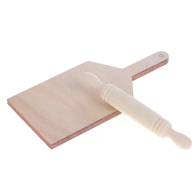 1:12 Puppenhaus Miniaturen Küche Schneidebrett Nudelholz Set Zubehör Spielzeug