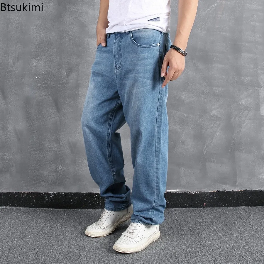 Übergroße Herren lose lässige Jeans 2024 Mode Street Style Hip Hop Straight Pants männliche schöne Jeans hose schick vielseitig